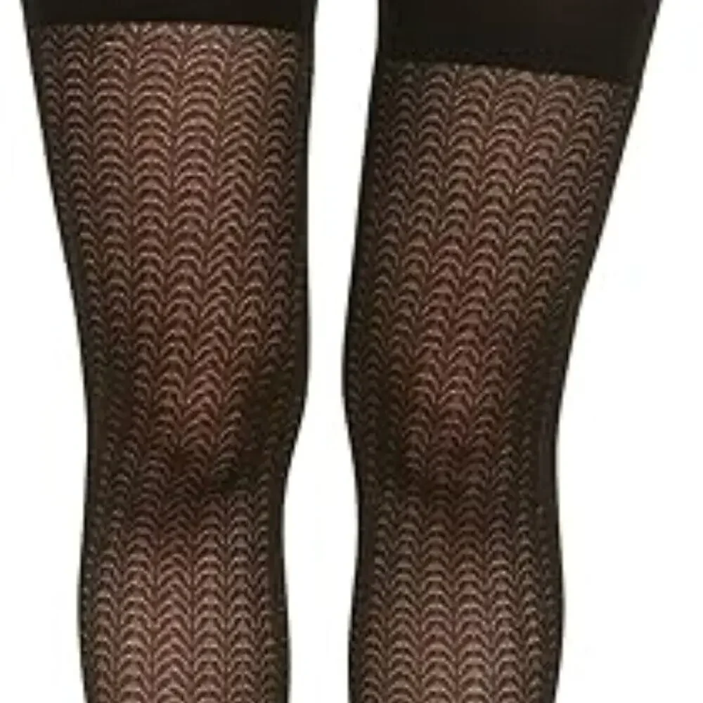 Assets by Spanx Textured Shaping Tights Black Wishbone SIze 4 ( XL )New